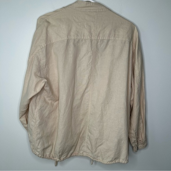 ZARA Linen Blend Utility Cargo Jacket Small Women Neutral Beige Lightweight - Picture 4 of 12